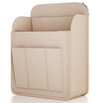 APSOONSELL Large Backpack Organizer Insert Felt Bag Organizer with Zipper Backpack Shaper Foldable Tote Organizer for Rucksack Shoulder Bag, Beige, S
