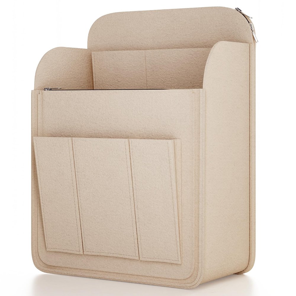 APSOONSELL Large Backpack Organizer Insert Felt Bag Organizer with Zipper Backpack Shaper Foldable Tote Organizer for Rucksack Shoulder Bag, Beige, S