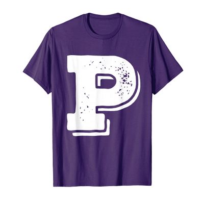 Letter P Capital Alphabet College Varsity Monogram Club T-Shirt