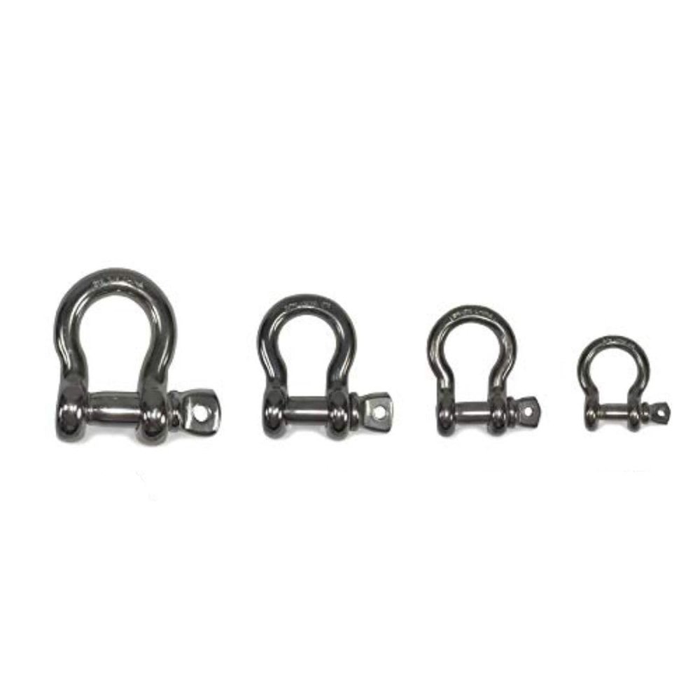 T-316 Stainless Steel Bow Shackle Marine Grade 3/16" to 3/8" Oversized Pin (3/8"(9.5mm))