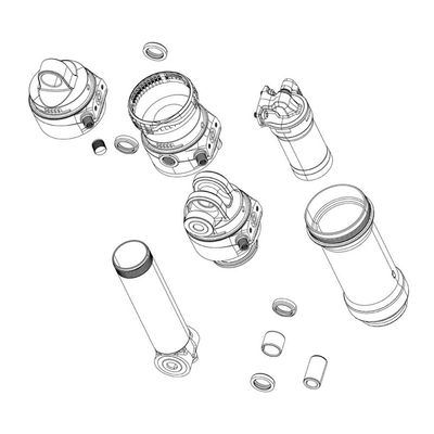 RockShox Damper Body/IFP - Bearing Eyelet, 50mm stroke (55mm plus 5mm Travel Spacer), Deluxe (A1), Super Deluxe (A1), Fast Black
