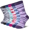 DYW Kids Merino Wool Hiking Socks Toddlers Boys Girls Winter Warm Thick Thermal Soft Cozy Crew Boot Socks 6 Pairs (6 Pairs Snowflake A, 4-7 Years) view 1