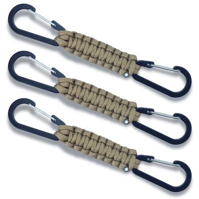 3 Packs Fence Hook Outdoor Braided Paracord Carabiner Hanging Hooks Perfect Hook for Bottle Bag Camping Tools