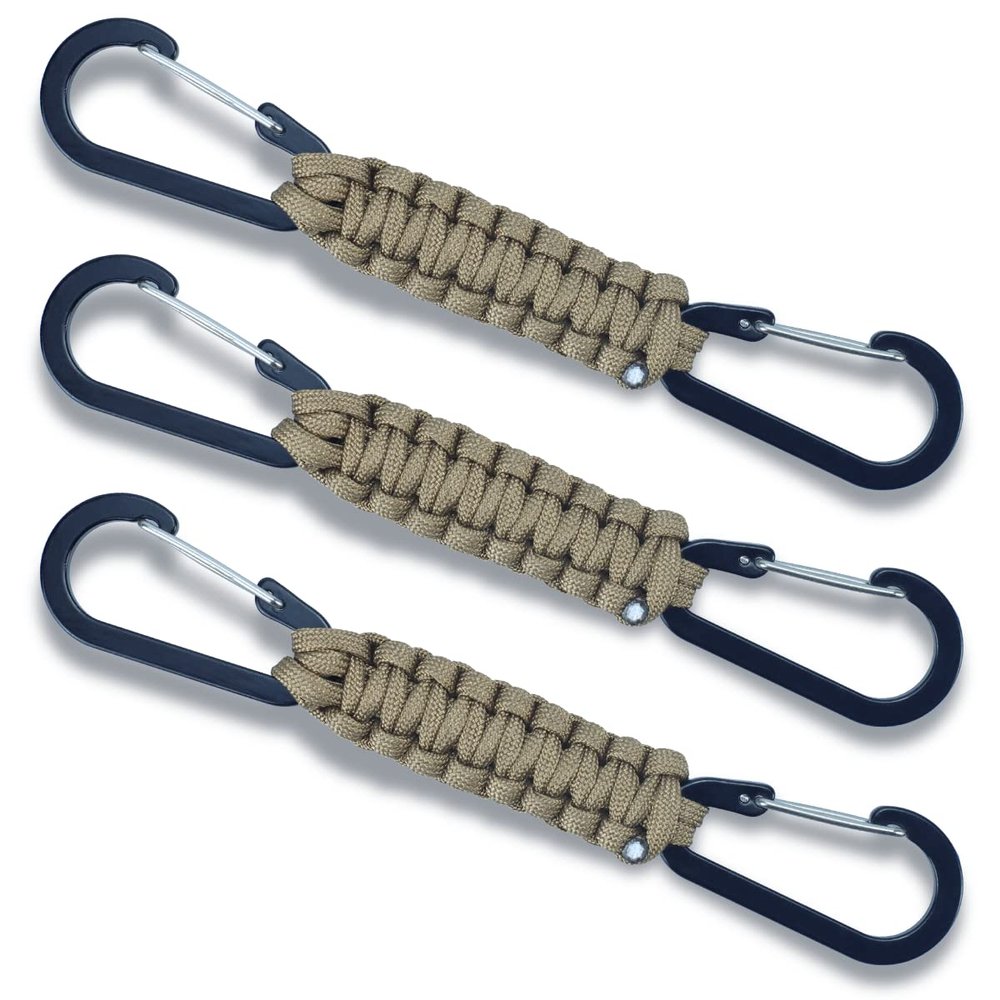3 Packs Fence Hook Outdoor Braided Paracord Carabiner Hanging Hooks Perfect Hook for Bottle Bag Camping Tools