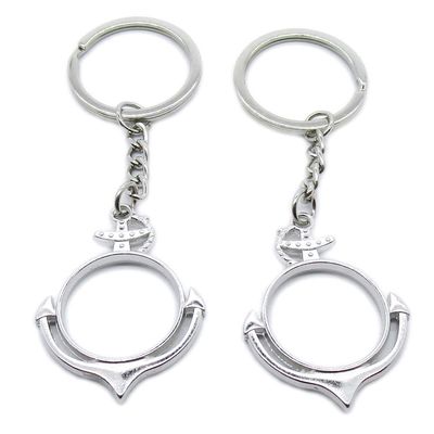 5 PCS Antique Silver Plated Keyrings Keychains EJ4B7 Anchor Cabochon Frame Key Ring Chains Tags Clasps