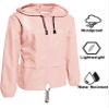 Avoogue Raincoat Women Lightweight Waterproof Rain Jackets Packable Outdoor Hooded Windbreaker Running Coat (Pink XXL) view 3