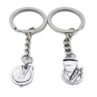 50 PCS Antique Silver Plated Keyrings Keychains JN7R7 Cake Pan Key Ring Chains Tags Clasps