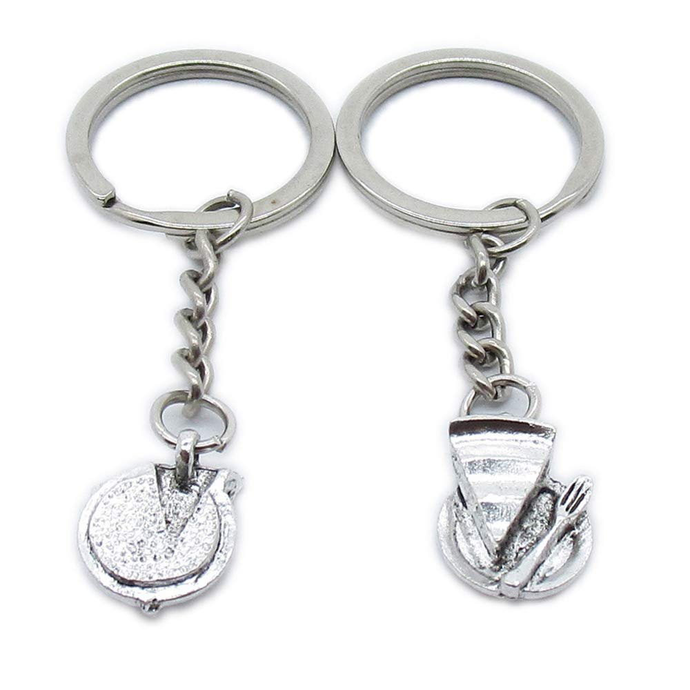50 PCS Antique Silver Plated Keyrings Keychains JN7R7 Cake Pan Key Ring Chains Tags Clasps