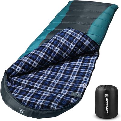 Bessport Sleeping Bag Winter | Flannel Lined 18 - 32 Extreme 3-4 Season Warm & Cool Weather Adult Sleeping Bags Large | Lightweight, Waterproof for Camping, Backpacking, Hiking