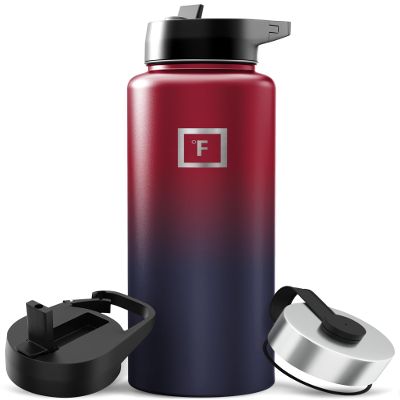 IRON FLASK Camping & Hiking Hydration Flask with Straw, Wide Mouth Insulated Stainless Steel Sports Water Bottle - 40 oz Dark Rainbow