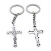 20 PCS Antique Silver Plated Keyrings Keychains KU9U7 Latin Cross Key Ring Chains Tags Clasps view 1