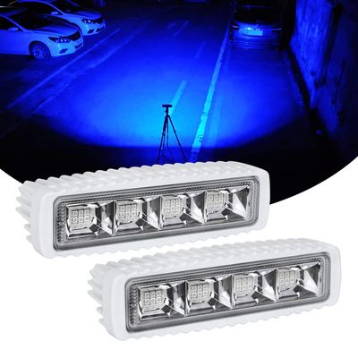 EXZEIT Waterproof Led Boat Lights, Blue Light,2 pc 72W Deck/Dock Marine Lights 4000 LMS 120Flood Light, 6.3 inch, 12/24 V Led Light Bar (blue light)