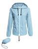 Avoogue Lightweight Raincoat Women's Waterproof Windbreaker Packable Outdoor Hooded Rain Jacket Light Blue XXL view 1
