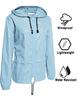 Avoogue Lightweight Raincoat Women's Waterproof Windbreaker Packable Outdoor Hooded Rain Jacket Light Blue XXL view 3