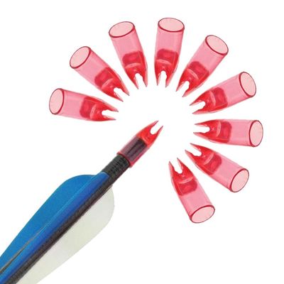 SHARROW 100pcs Archery Arrow Nocks Glue on 8mm Arrow Shaft Hunting Accessories Arrow Tails DIY (Transparent red)