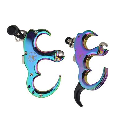 AMEYXGS Archery Bow Release Aid Aluminum Alloy 3 or 4 Fingers Automatic Thumb Trigger Detachable Thumb Grip Left or Right Hand Thumb Caliper Outdoor Hunting Compound Bow Accessories (Colorful)