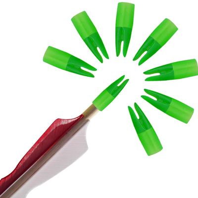 SHARROW 100pcs Archery Arrow Nocks Glue on 8mm Arrow Shaft Hunting Accessories Arrow Tails DIY (Transparent Green)