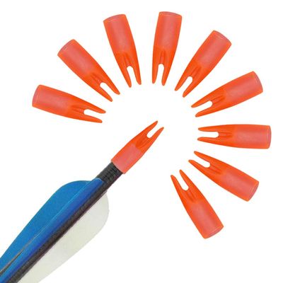 SHARROW 100pcs Archery Arrow Nocks Glue on 8mm Arrow Shaft Hunting Accessories Arrow Tails DIY (Transparent Orange)