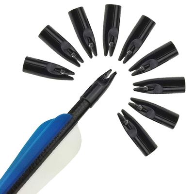 SHARROW 100pcs Archery Arrow Nocks Glue on 8mm Arrow Shaft Hunting Accessories Arrow Tails DIY (Black)