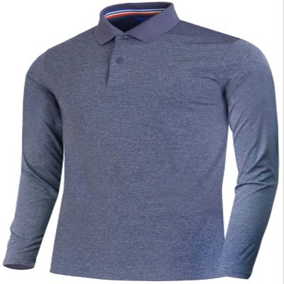 BCPOLO Mens Spandex Solft Polo Shirt Stretch Quick Dry Performance Active Workout Shirt Long Sleeves Polo Shirt Gray-M