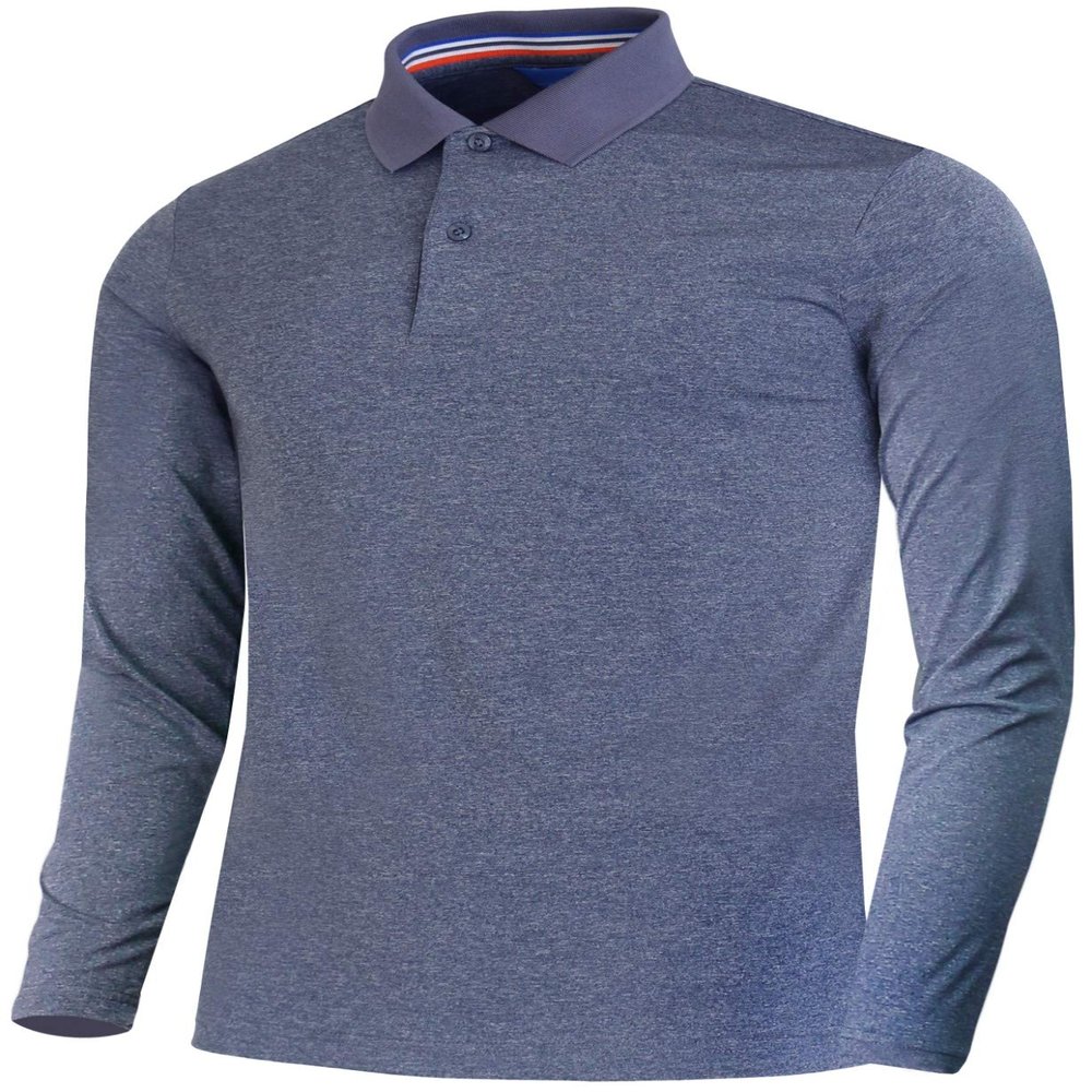 BCPOLO Mens Spandex Solft Polo Shirt Stretch Quick Dry Performance Active Workout Shirt Long Sleeves Polo Shirt Gray-M