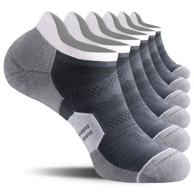 CS CELERSPORT Running Ankle Socks with Cushion, Low Cut Athletic Tab Socks for Men and Women 6 Pack, Grey, Medium