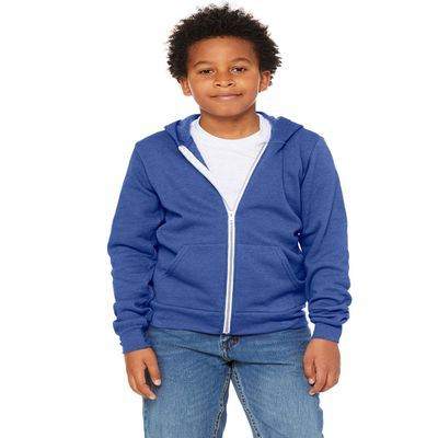 Bella+Canvas Youth Sponge Fleece Full-Zip Hooded Sweatshirt