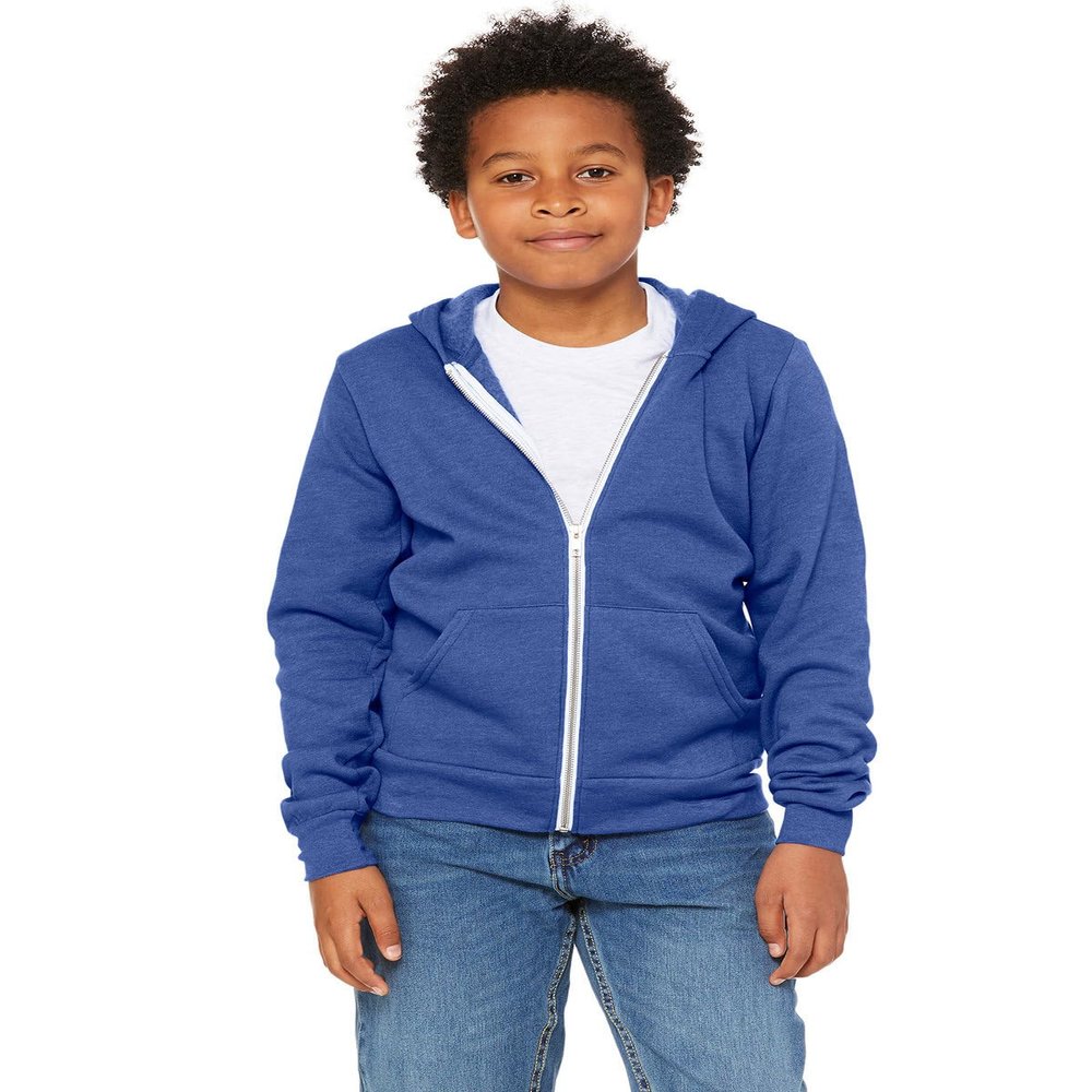 Bella+Canvas Youth Sponge Fleece Full-Zip Hooded Sweatshirt