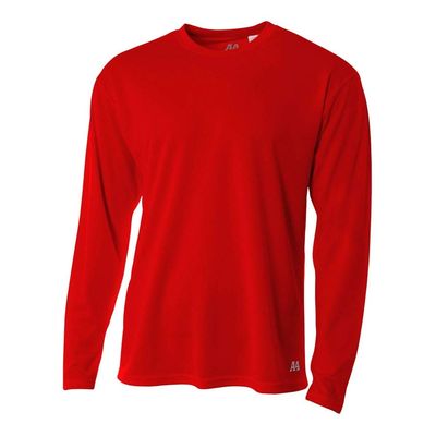 A4 Sportswear Adult Large Scarlet Birdseye Mesh Long Sleeve