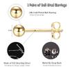 1 Pair Sterling Silver Stud Earrings Hypoallergenic 3mm 18k Gold Plated Small Round Ball Earring for Women Men(Gold) view 2