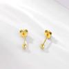 1 Pair Sterling Silver Stud Earrings Hypoallergenic 3mm 18k Gold Plated Small Round Ball Earring for Women Men(Gold) view 3