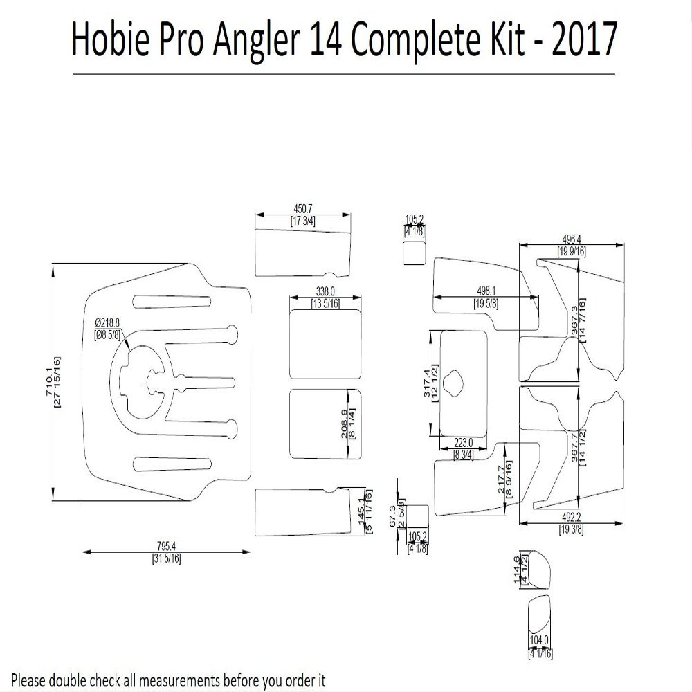 ZY 2017 Hobie Pro Angler 14 Complete Kit Kayak Boat EVA Decking Mat Pads Kit 1/4" (Light Brown)