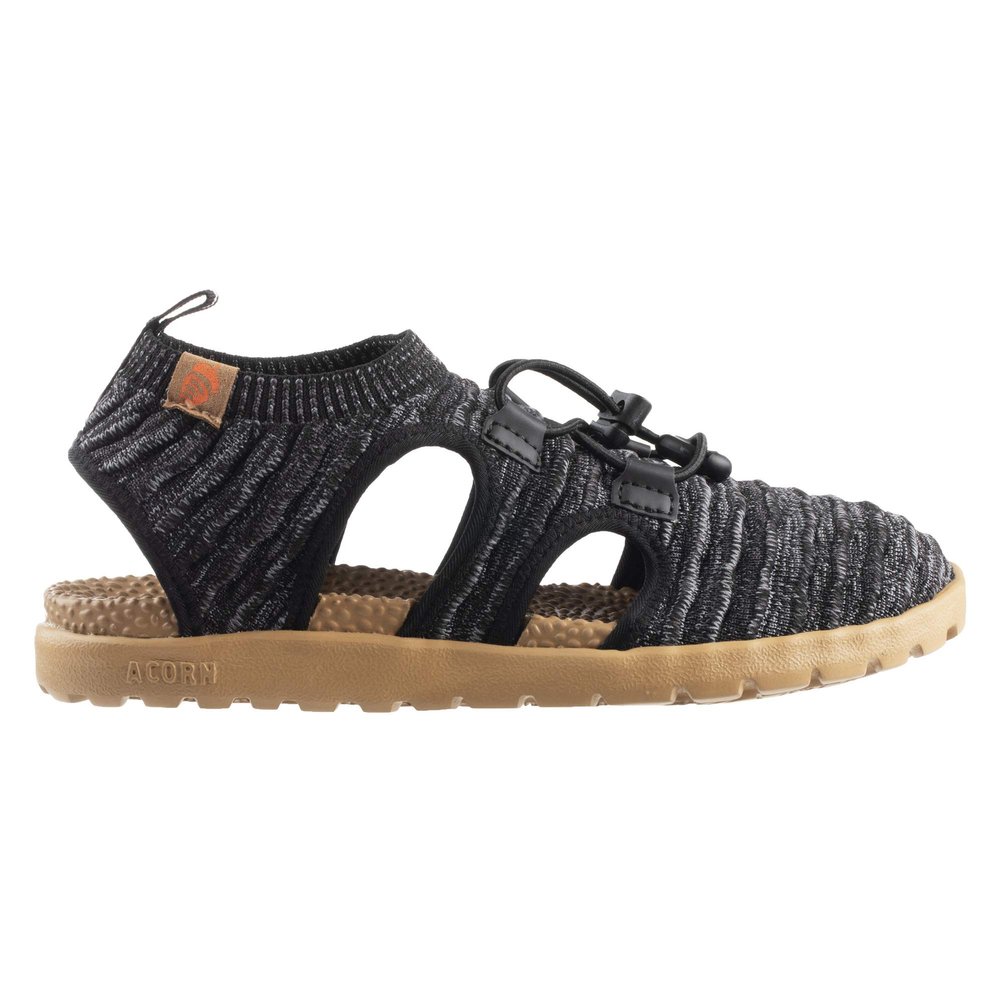 Acorn Womens Everywear Casco Sandal, Lightweight With Cushioned Footbed Soft Knit Fabric, Black Heather, 9 US