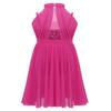 Agoky Kids Girl's Lyrical Dance Dress Mock Neck Sequined Tulle Skirt Modern Latin Ballroom Dancing Costumes Rose_Red 7-8 view 1