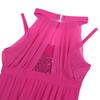 Agoky Kids Girl's Lyrical Dance Dress Mock Neck Sequined Tulle Skirt Modern Latin Ballroom Dancing Costumes Rose_Red 7-8 view 3