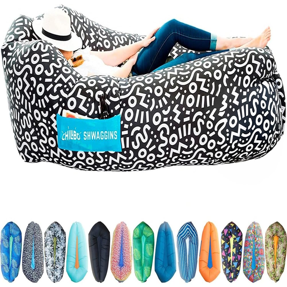 Chillbo Shwaggins Inflatable Couch Cool Inflatable Lounger Easy Setup Inflatable Chair is Perfect for Beach Gear, Camping Fun and Festival Accessories.
