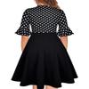 A Line Dresses for Women 2026 Vintage Polka Dot Tea Party Church Business Casual Office Wear to Work Professional Trendy Outfits Curvy Ladies Patchwork Retro Conservative Teacher Interview Frocks S view 2