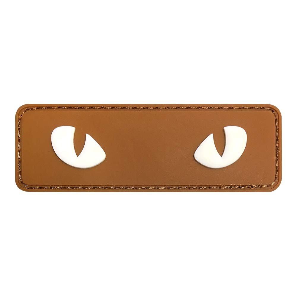 MORTHOME Cat Eyes PVC Morale Patch - Tactical Patch - Hook Fasteners (Brown)
