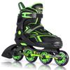 2PM SPORTS Torinx Green Boys Adjustable Inline Skates, Fun Beginner Roller Skates for Kids, Youth, Girls, Men and Women (Green, Large - Youth (4-7 US)) view 1