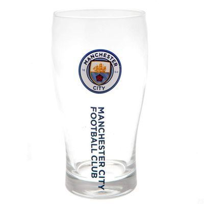 Manchester City FC Tulip Pint Glass (One Size) (Clear/Blue)