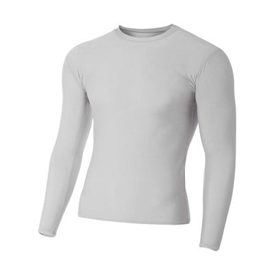 A4 Sportswear Youth Large Silver Long Sleeve Compression Crew