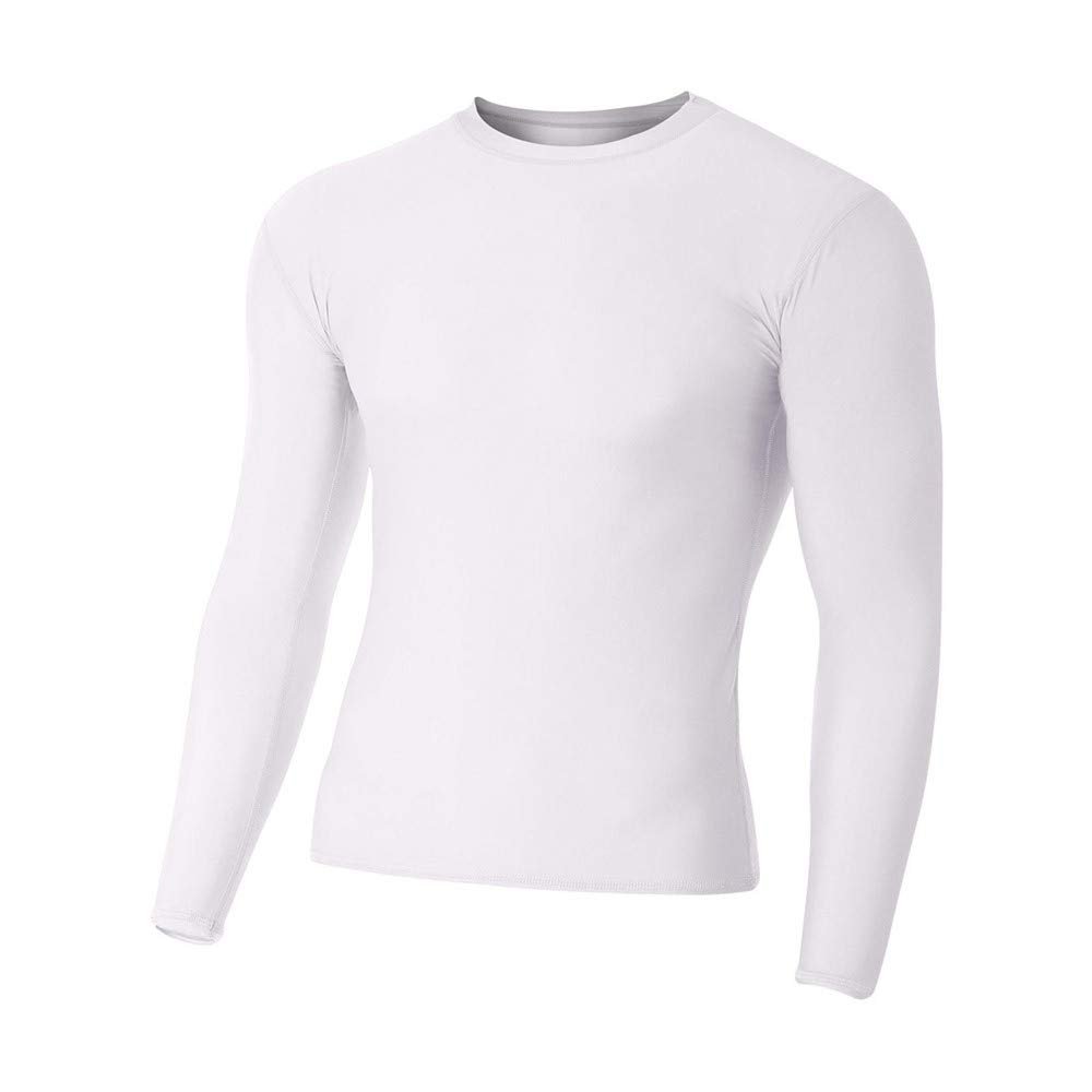 A4 Sportswear Youth Small White Long Sleeve Compression Crew