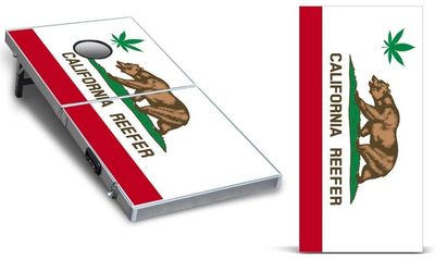 247 Skins Cornhole Decal Design Graphic Vinyl Wrap Sticker Skin Corn Hole Board Set 2-Pack - California Reefer