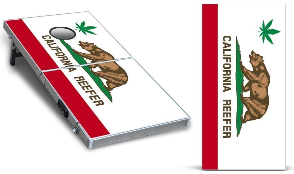 247 Skins Cornhole Decal Design Graphic Vinyl Wrap Sticker Skin Corn Hole Board Set 2-Pack - California Reefer