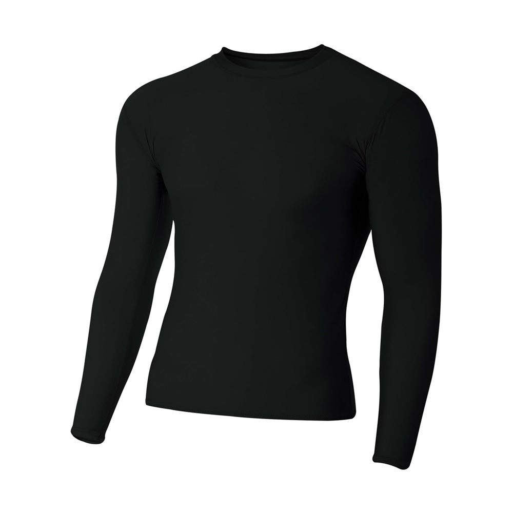 A4 Sportswear Youth Medium Black Long Sleeve Compression Crew