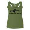 0186. Tactical Military Come and take it Greek Helment American Flag Patriotic Style Women's Tank Top Racerback (Olive, X Small) view 1