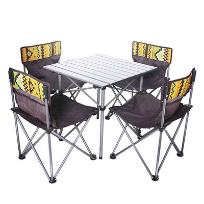 AnEssOil Folding Camping Outdoor Table and Chairs Five Set Portable Picnic Beach Patio Travel Table Chair Set with Carrying Bag