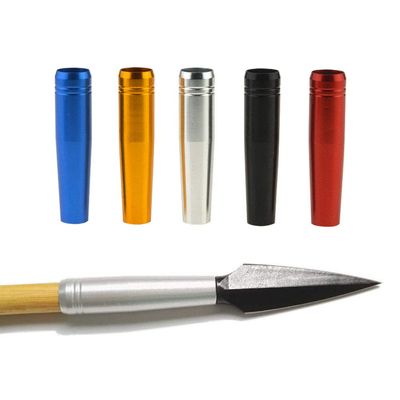 12pcs Archery Connect Arrowhead Aluminum Arrow Insert OD 8mm Wooden Bamboo Arrow Shaft Shooting Hunting Arrow Accessories (Gold)