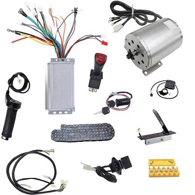 TDPRO Set of 48V 1800W Brushless Electric Motor Controller Throttle Pedal Wiring Harness Chain Ignition Key for Go Kart Scooter E-Bike Motorized Bicycle ATV Mini Bike