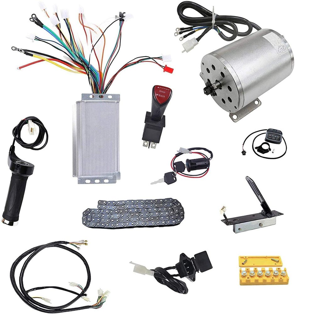 TDPRO Set of 48V 1800W Brushless Electric Motor Controller Throttle Pedal Wiring Harness Chain Ignition Key for Go Kart Scooter E-Bike Motorized Bicycle ATV Mini Bike